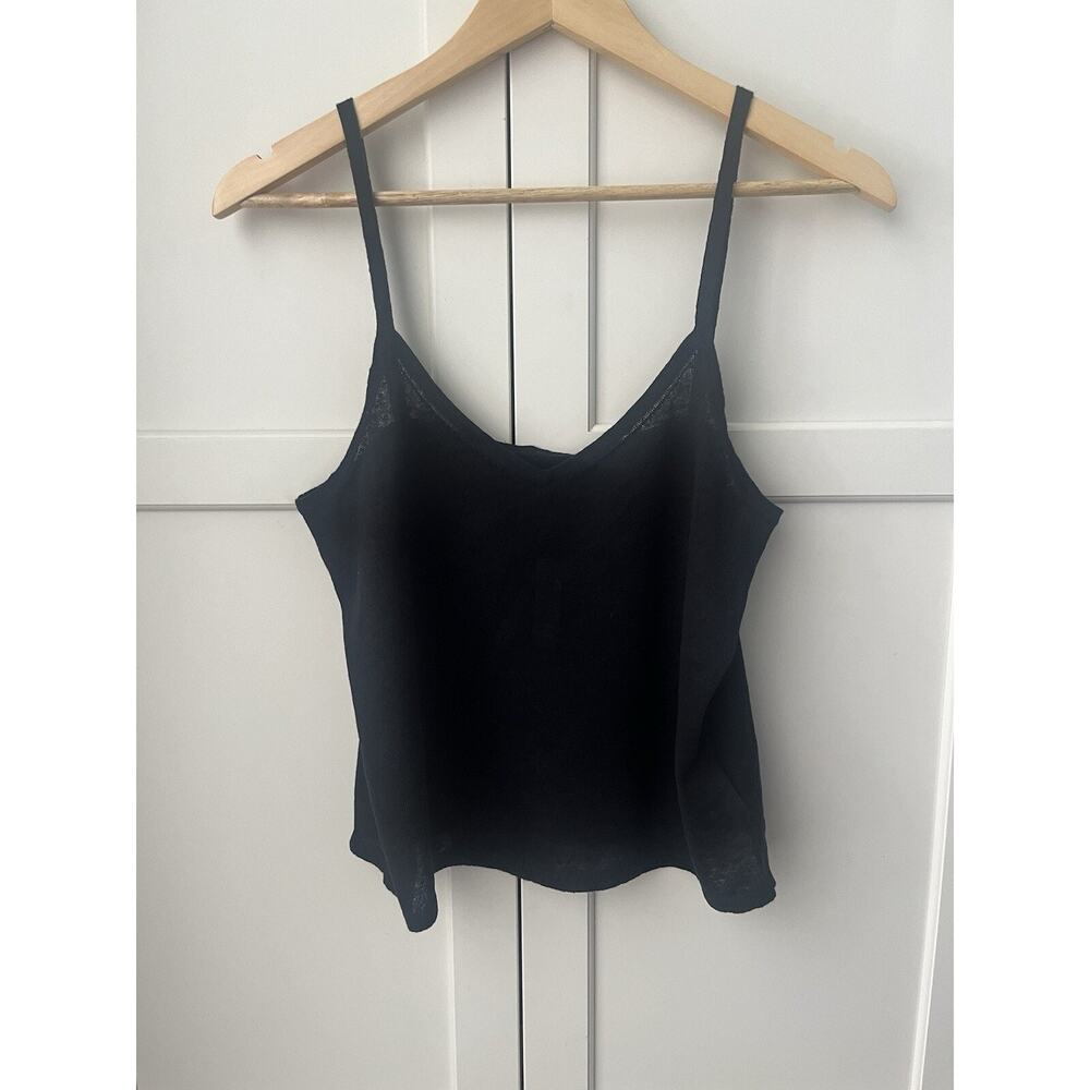 Gap minimalist women’s linen knit crop tank top Sz. S black NWT